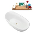 thumbnail image 5 of 60" Streamline G-23-142-BBR Soaking Glossy White Freestanding Tub and Tray With Internal Drain in Brushed Brass, 5 of 10