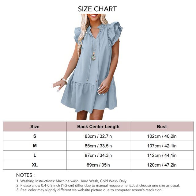 Vestido túnica para mujer, vestido de verano con volantes y mangas con cuello en V, el mejor de su clase