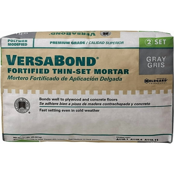 Custom VersaBond Flex MTSG50 Series Thin-Set Mortar, Gray, Powder, 50 lb Bag
