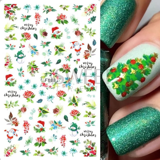 Pegatina 3D de Navidad para decoración de uñas, calcomanía deslizante de invierno para manicura de Año Nuevo, Navidad, rojo, Papá Noel, copo de nieve, alce, pingüino, acebo, BEF889, 2022