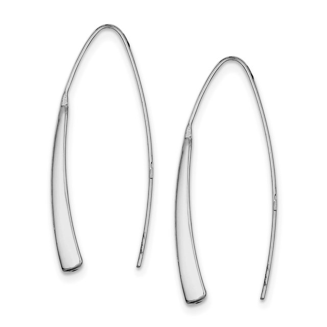Sterling Silver Polished Rhodium Plated Fancy Bar Thread Earrings QE9079
