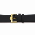 thumbnail image 1 of 15mm Flat Black Leather Gold-tone Buckle Watch Band 7.5", 1 of 2