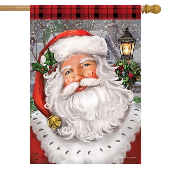 Briarwood Lane Checkered Santa Christmas House Flag