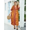 thumbnail image 4 of HAPPY BAY Women's Summer OverSize Caftan Long Muumuu Nightgown Loungewear Dashiki House Dresses for Women 2X-3X Orange, Leaves, 4 of 5