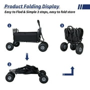 BETISEF Collapsible Fishing Cart w/11’’ All-Terrain Wheels for Sand,550lb Large Capacity Beach Wagon Heavy Duty Garden Cart with Rod Holders,Umbrella Holder and Storage Pockets