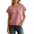 thumbnail image 2 of Short Sleeve Sweater for Women Flower Embroidered Knit Pullovers Tops Color Red Size M, 2 of 5