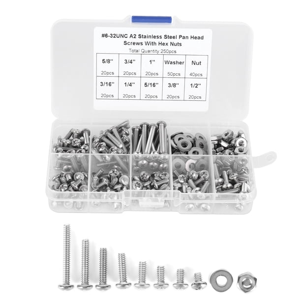 Juego De Tornillos, Tuercas Nyloc Y Arandelas De Acero Inoxidable A2 - M2, M2.5, M3, Cabeza Pozi Pan