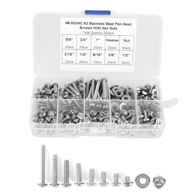 Vis de Tête de Poêle, Ensemble de Vis de Poêle à Large Application pour Réparateurs 180 Pcs 8-32UNC, 220 Pcs 4-40UNC, 250 Pcs 6-32UNC