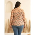 thumbnail image 5 of XL LOVE By Janasya Indian Women's Plus Size Peach Georgette Floral Printed Regular Top, 5 of 5