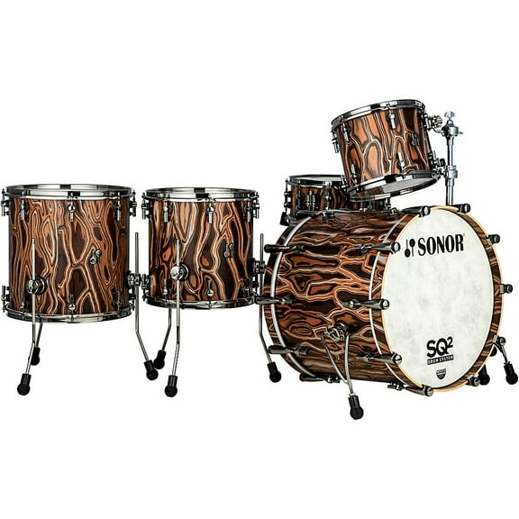 SONOR SQ2 5-Piece Elder Tree Vintage Beech Shell Pack With 22" Bass Drum Natural Black Chrome