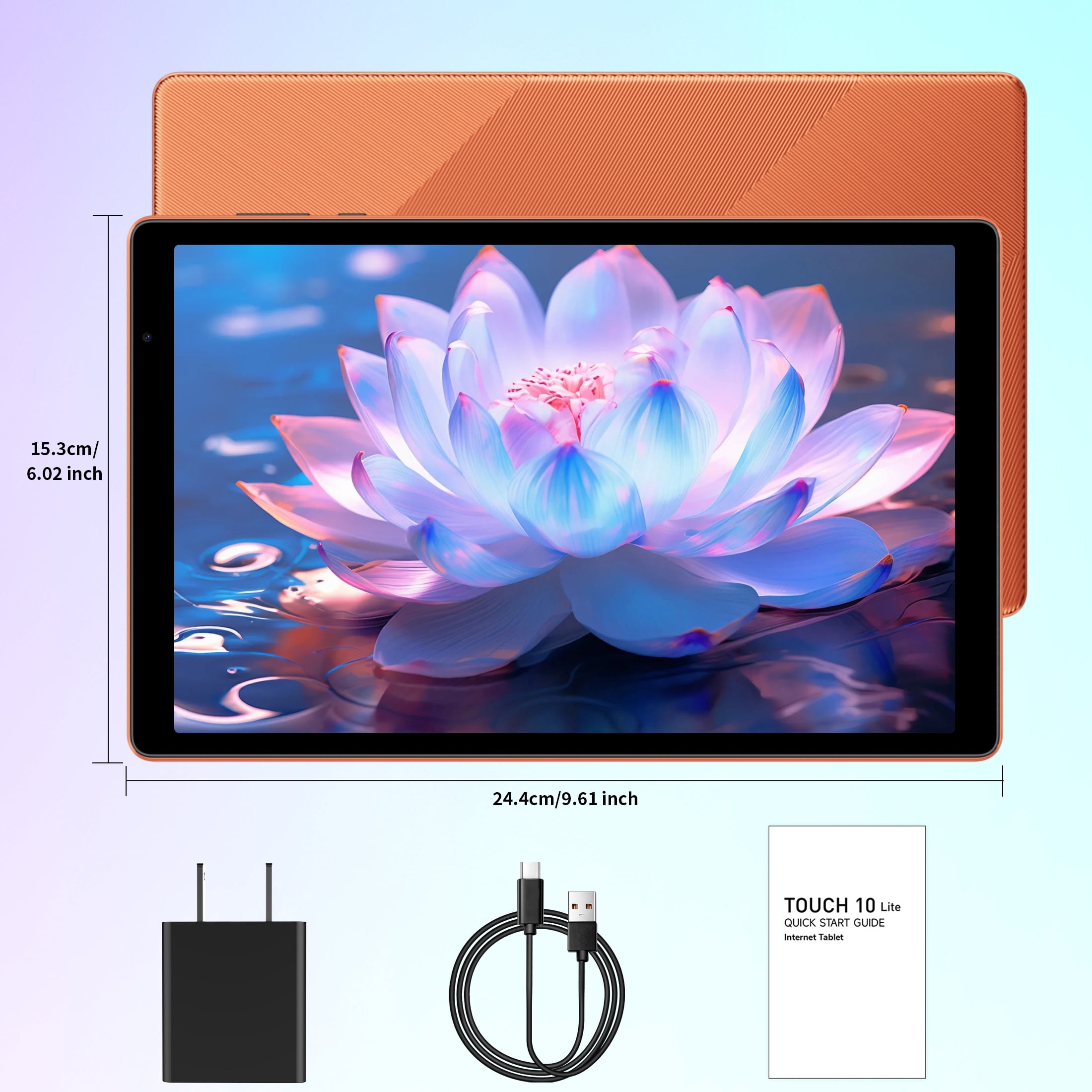 Android 16 Tablet 10.1 inch Tablet,8GB RAM 32GB ROM,WiFi 6,6000mAh Battery,1280 * 800 IPS Touch Screen,Metal Body,GMS Certified,Orange