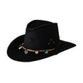 thumbnail image 2 of Celivon Unisex Black Western Cowgirl Hat Vintage Casual Wide Brim Travel Loose Cap Outdoor Camping Hat, 2 of 4