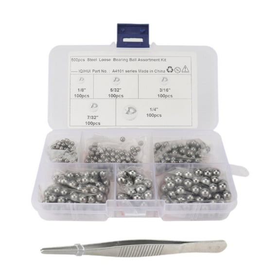 AMLESO 500x G25 Bearing Steel Balls High Precision,with 1 Tweezers,Sturdy, 1/8" 5/32" 3/16" 7/32" 1/4" for Motorcycles