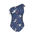 thumbnail image 4 of Yiaed Squirrel Flower Print Women One Piece Swimsuits Tummy Control One Shoulder Bathing Suits Pattern Ruffle Swimwear-XX-Large, 4 of 8