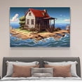 thumbnail image 2 of Póster de lienzo de Una cabaña marrón junto al mar, decoración de dormitorio, paisaje deportivo, decoración de oficina, regalo, estilo marco, 20 x 30 cm, 2 of 8