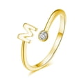 thumbnail image 2 of Anillo abierto con 26 letras en inglés, plata de ley S925, chapado en oro, exquisito anillo ajustable abierto con circonitas, 2 of 5