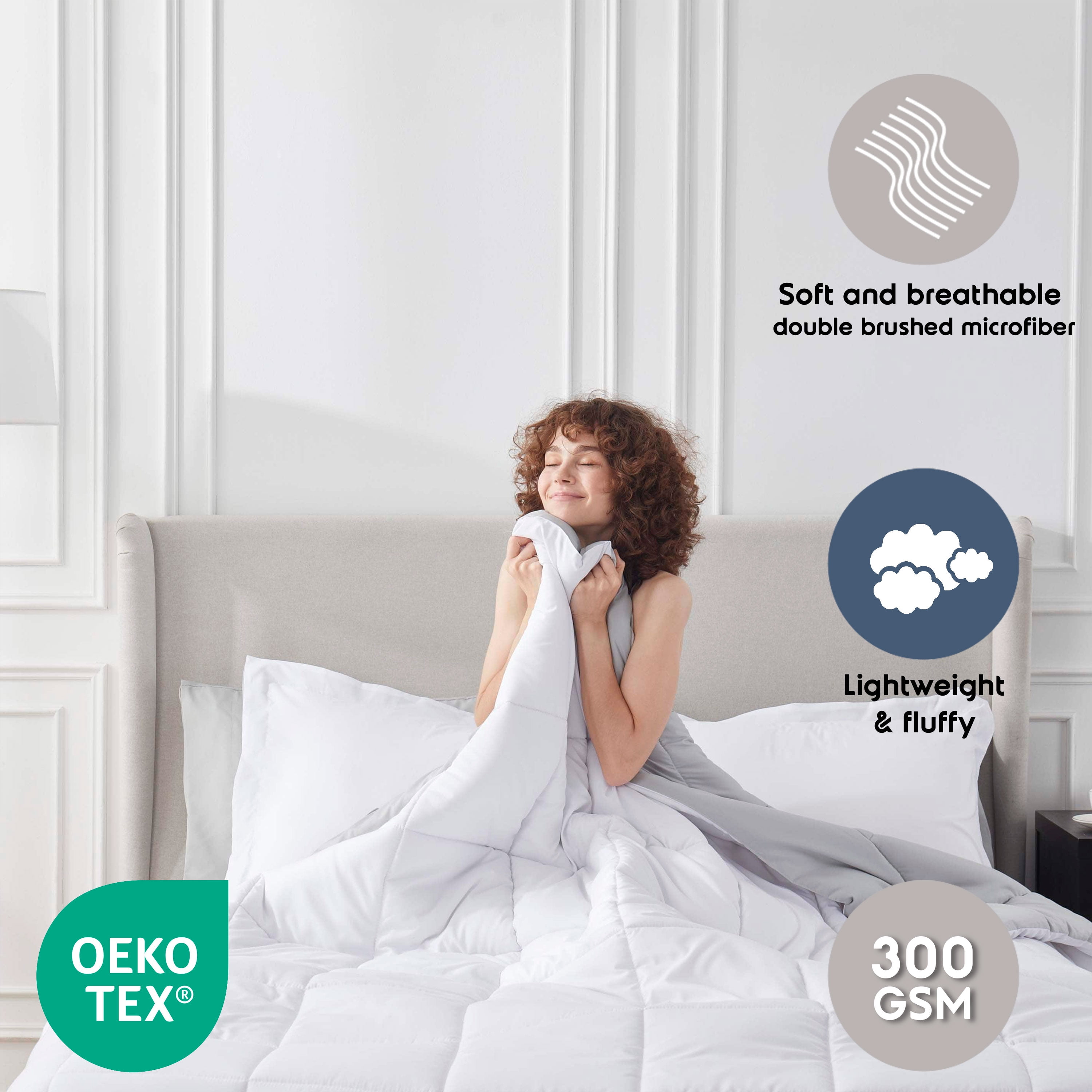 LammaLoe Full-Size Comforter Set, With Sheets, Reversible Bed In A Bag 7 Piece, Bedding Set, White