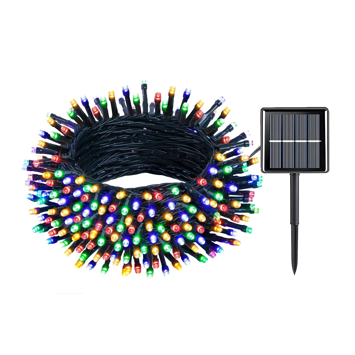 Rirool 100LED Solar Christmas Lights 39ft Waterproof Multicolor String Lights with 8 Modes for Gardens, Wedding, Party, Christmas Tree, Outdoor Xmas Decorations