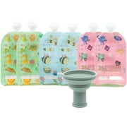 WeeSprout Double Zipper Reusable Food Pouches for Babies & Toddlers, Educational, 7 fl oz