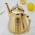 thumbnail image 2 of SANQIAHOME 1.6L(54oz) Stainless Steel Hammer Patterned Teapot With Removeable Infuser,Loose leaf cover,Gold, 2 of 12