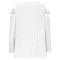 thumbnail image 4 of Dazajoo Womens Long Sleeve Eyelet Blouse Trendy Cold Shoulder Elegant Dressy Solid Pullover Tops Casual Quarter Zip V Neck Tee Shirts,White,XXL, 4 of 5