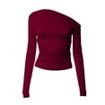 thumbnail image 7 of GEWSEY Womens Off The Shoulder Tops Long Sleeve Going Out Basic Shirts Cute Y2K Fall Trendy Fashion 2025 (Wine, L), 7 of 7