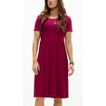 thumbnail image 2 of DEVOPS Women's Casual Short Sleeve Daily T-Shirt Mini Top Dress with Pockets (Large, Wine Red), 2 of 6