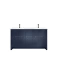 thumbnail image 2 of Navy Blue Double Bath Vanity 60" W X 20" D With White Quartz Surface And Metal Faucet - Soft Close Cabinets, Two Interior Three Drawers Open Shelf For Plentiful Storage Stain Scratch 60 In. 20 Top, 2 of 3
