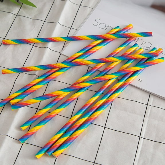 GOOHOCHY 100Pcs Eco Friendly Paper Straws In Multi Colors For Holiday Celebrations