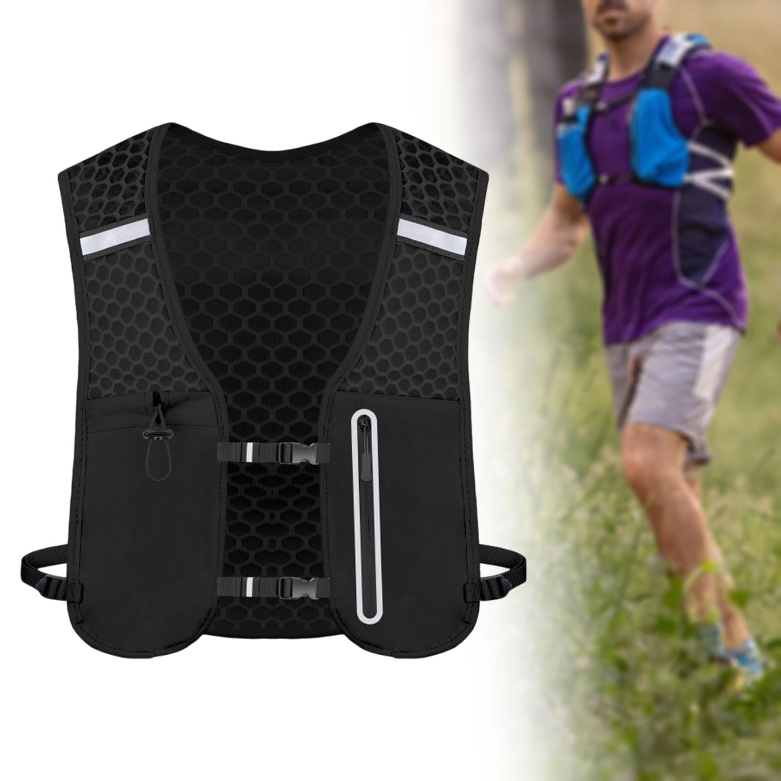 QccHieUs Running Vest Pack 2 L with Adjustable Waistband Outdoor Sports Bag for Women Men black