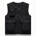 thumbnail image 3 of ZCFZJW Men's Casual Lightweight Outdoor Fishing Vest Work Safari Travel Photo Hunting Camping Cargo Vest Jacket with Multi Pockets Black M, 3 of 4