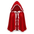 thumbnail image 3 of THDHVS shawl wraps for women,Poncho Shawl,Unisex Christmas Cape with Lace Trim Velvet Fabric and Attached Hood for All Ages Short Cloak Features Ruffle Detail for Holiday Celebrations, 3 of 5