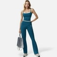 thumbnail image 2 of Women's High Waist Flared Leggings with Contrast Seam Detail and Stretch Fabric - Large, Teal, 2 of 7