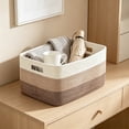 thumbnail image 5 of Woven Cotton Linen Storage Basket, Large Decorative Storage Bin, Multi-Purpose Fabric Basket for Laundry, Toys and Books, Handmade Organizer for Home and Nursery, 5 of 7