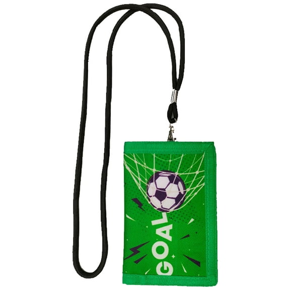 COOLHOOD Football Print Neck Childrens Small Wallet with Zippered Coin Pocket and Card Holder Travel Purse for Boy