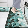 thumbnail image 2 of Teal Marble Kitchen Rugs Sets of 2, Non Slip Washable Kitchen Mats Cushioned Anti Fatigue Modern Comfort Standing Cushioned Kitchen Rugs and Mat Waterproof Abstract 17'''' x 30'''' + 17'''' x 47 '''', 2 of 6