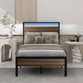 thumbnail image 2 of NNV Bed Frame with LED Lights Headboard, Metal Platform Bed Frame Grey - Twin, 2 of 5
