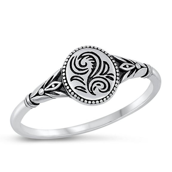 Classic Artistic Flower Design Ring .925 Sterling Silver Band Jewelry Female Male Unisex Size 7