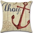 thumbnail image 2 of Set of 4 Pillow Covers 18x18, Lobster/Crab & Anchor/Oars Marine Pattern Style, Cotton Linen Fabric Decorative Indoor / Outdoor Throw Pillow Case Set 45x45cm, 2 of 5