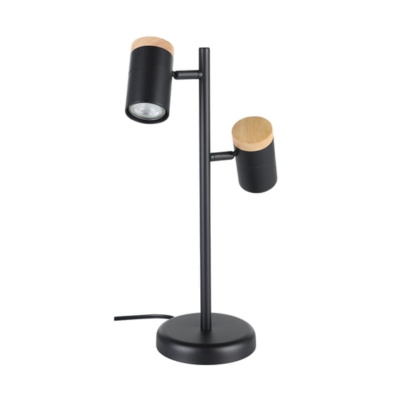 Eglo 205832A Chatterton 2 Light 18" Tall Spotlight Table Lamp - Structured Black / Wood