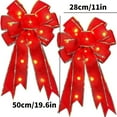 thumbnail image 3 of 2 Pack Pre-Lit Red Christmas Bows 19.6"x11", Large LED Lighted Bows with Battery Operated Lights, Double-Layer Gold Wired Edge Holiday Bows for Christmas Tree Topper, Wreath, Indoor Home Party Decor, 3 of 5