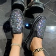 thumbnail image 5 of Miluxas Women's Rhinestones Glitter Platform Slip on Sneakers Casual Cute Shiny Walking Shoes Non-Slip Comfortable Dress Flat Loafers Black 8.5(41), 5 of 9