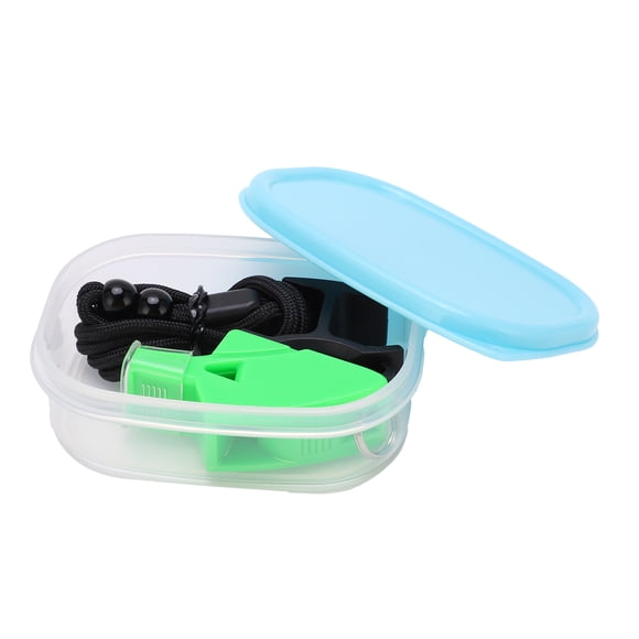Green Plastic Dolphin Whistle with Storage Box - High-Frequency Referee Whistle for Soccer, Basketball & Sports Matches, Equipped with Lanyard & Finger Clip, Durable Loud Crisp Sound for Coaches,