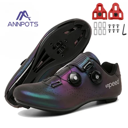 

Professional MTB Luminous Road Bike Shoes Men Ultralight Double Buckles Cycling Sneakers Shoes Self-Locking Bicycle Cleat Shoes