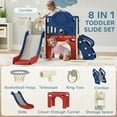 thumbnail image 3 of Qaba 8 in 1 Toddler Slide Set with Basketball Hoop,Telescope, Kids Playground for Toddlers Age 1-6 Indoor Outdoor, Blue, 3 of 9