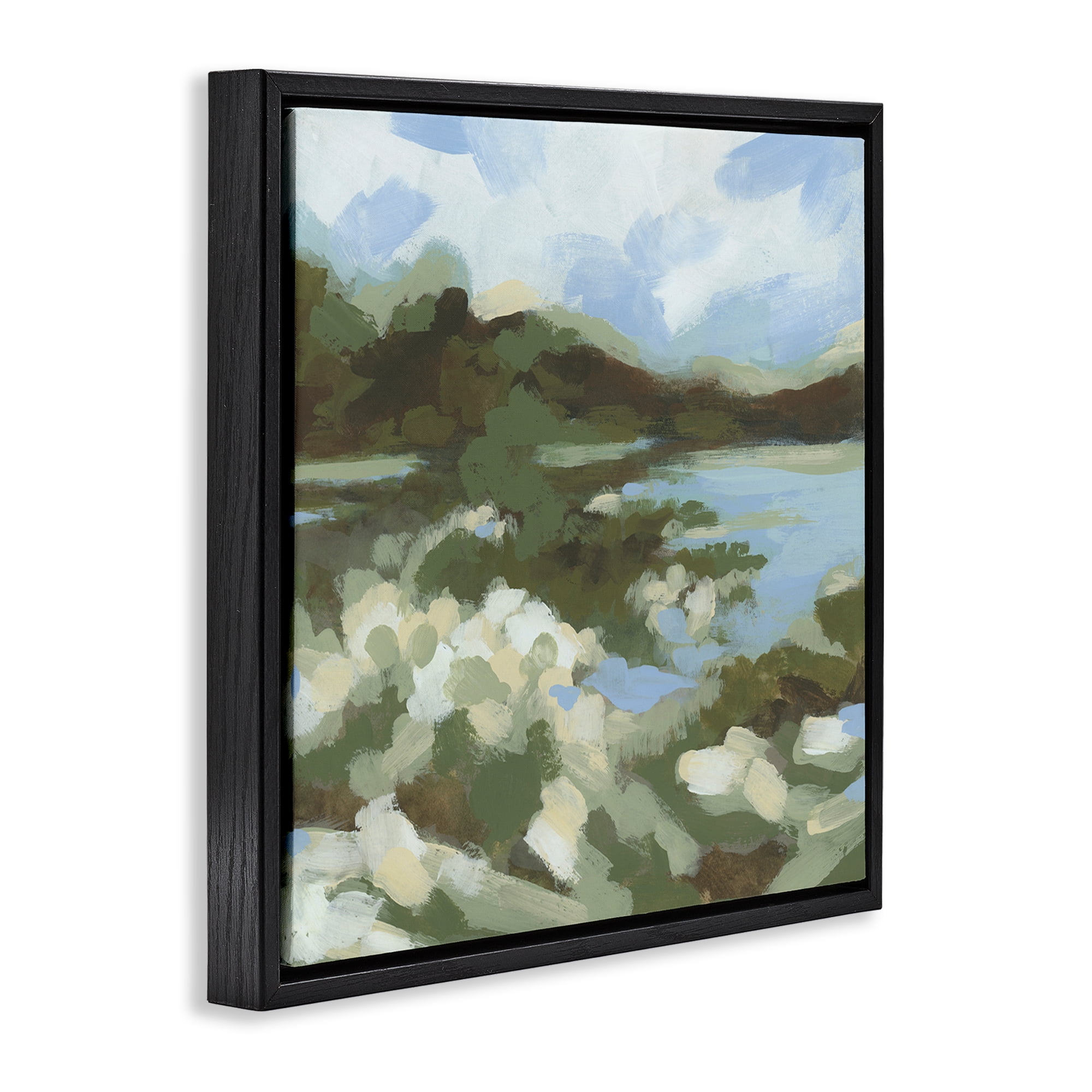 Stupell Industries Fluid Green Seascape Landscape & Nature Painting Black Floater Framed Canvas Art Print Wall Art, 25 x 25