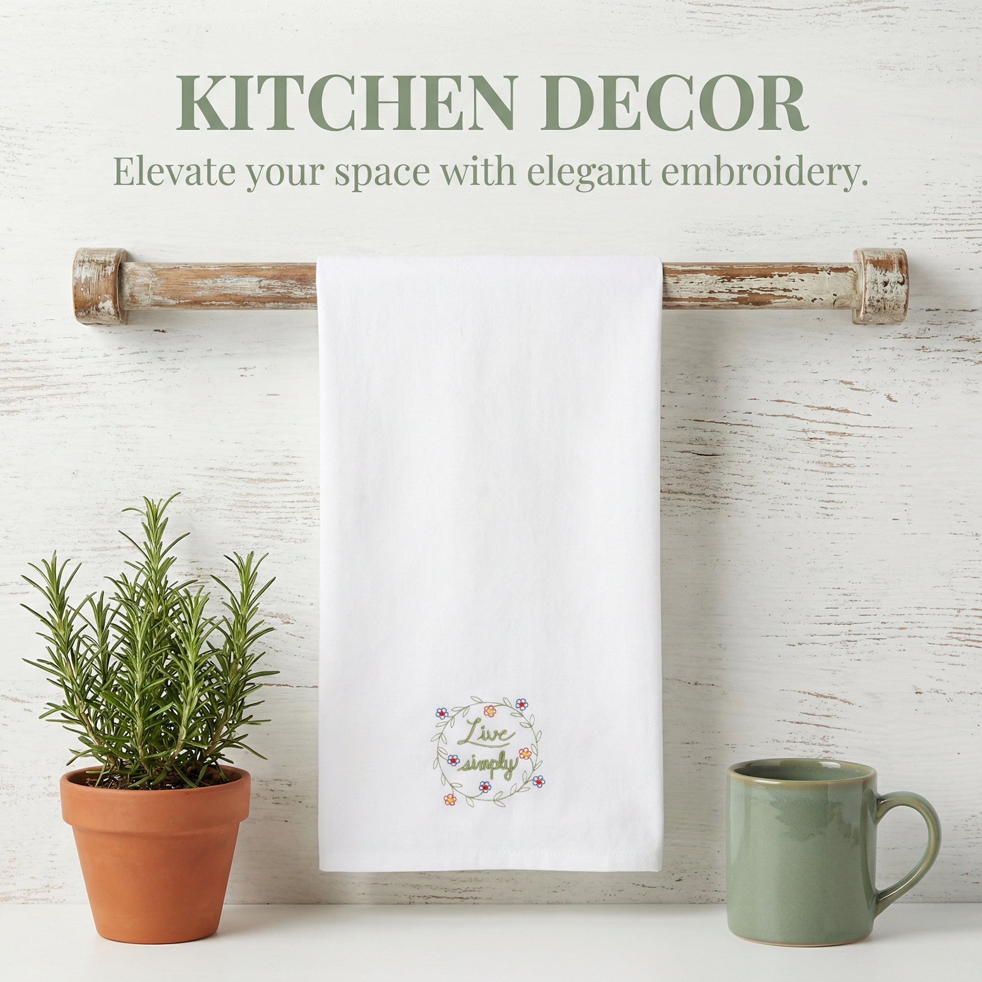Unique Bargains Embroidered Pure Cotton Absorbent Towels 4 Pack White-2/White-3 26" x 18"