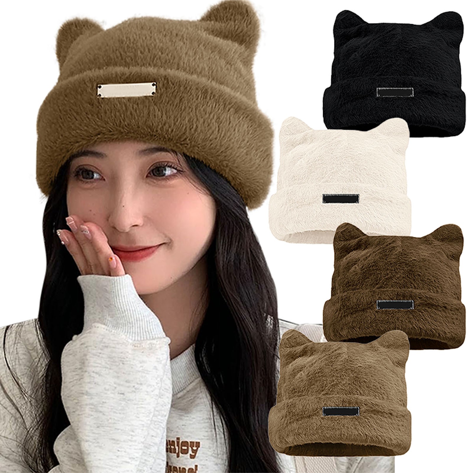 Bonnet En Laine Doux Avec Oreilles D’ours – Unisexe – Chaud Et Stylé Pour L’hiver 🧶