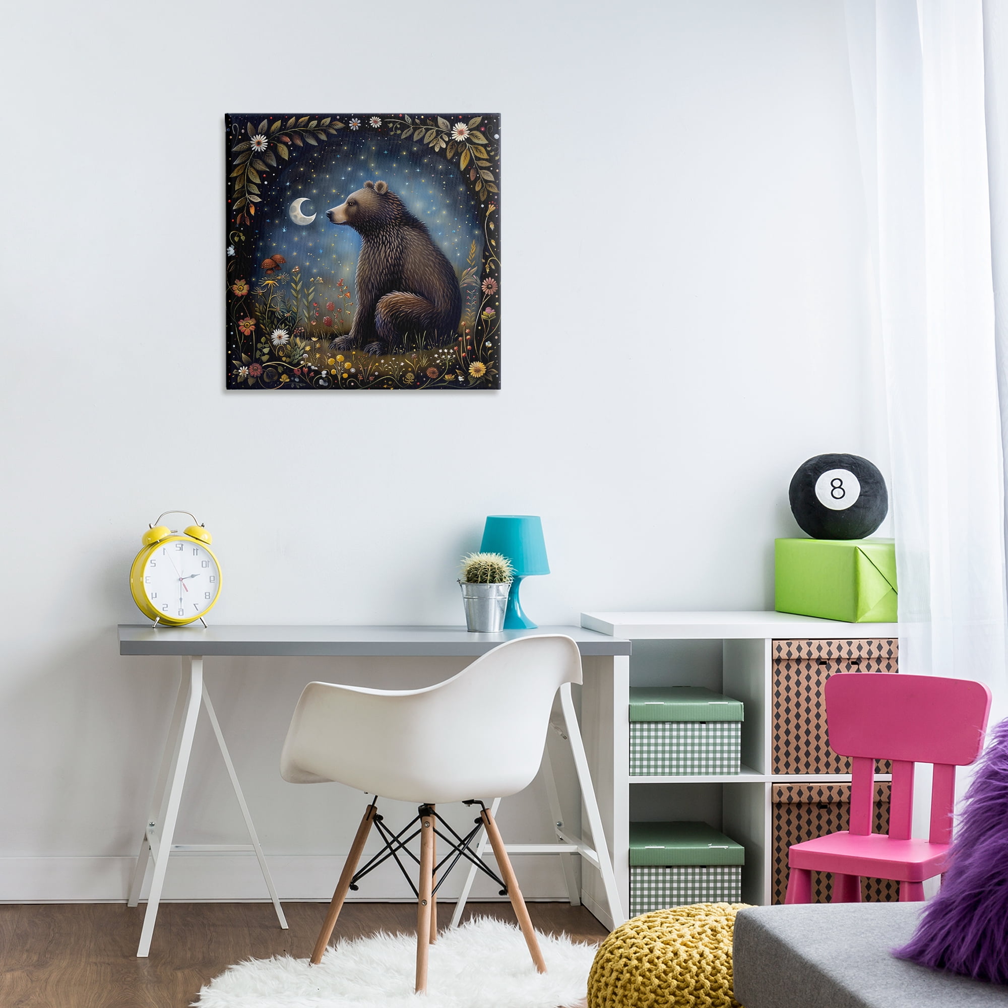 Stupell Industries Woodland Bear Night Forest Animals Painting Wrapped Canvas Art Print Wall Art, 24 x 24
