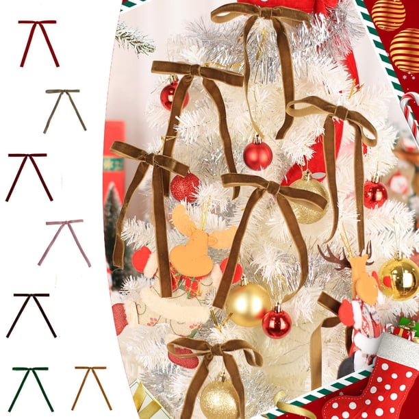 Xihbxyly Lazos de Terciopelo para Árbol de Navidad, Tela de Seda de Lujo, Elegante Decoración Navideña, Versátiles para Árboles y Coronas, Fáciles de Colocar, Juego de 10, 13 X 18 Cm Cada Uno